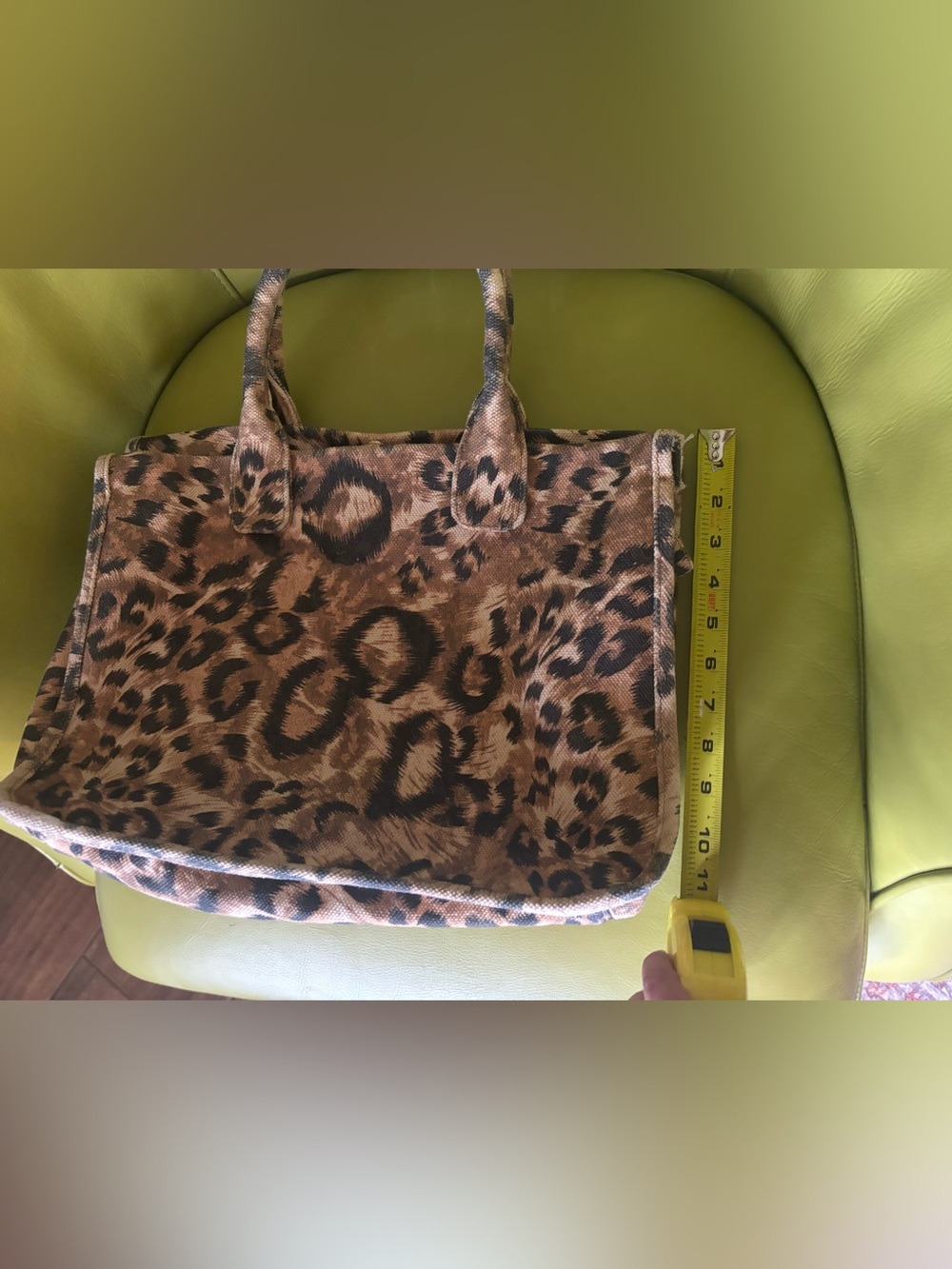 Vince Camuto Orla Leopard Print Canvas Tote Bag Caramel Brown Mini Shopper - Picture 8 of 8